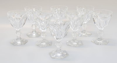 Lot 48 - A Set of Eight Baccarat Wines, in the Harcourt...