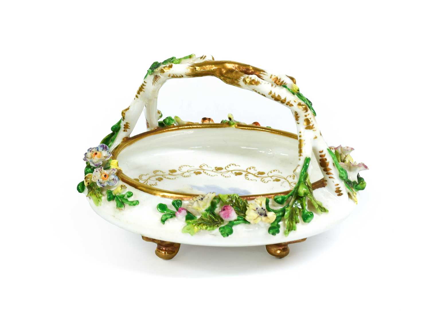 Lot 89 - A Small Rockingham Porcelain Circular Basket,...