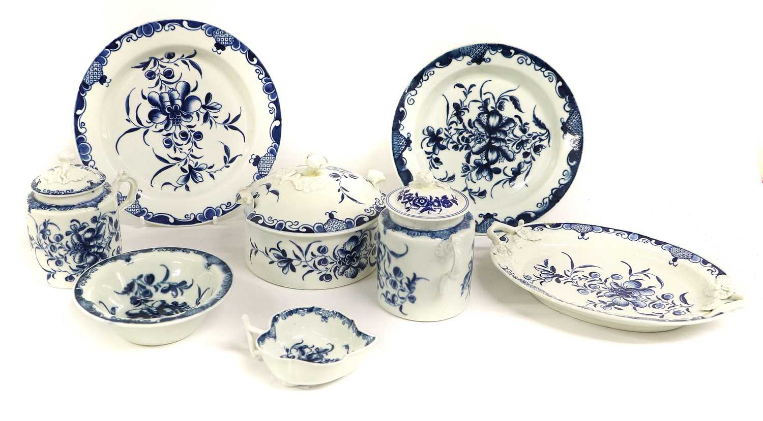 Lot 49 - A Worcester Butter Tub, Cover and Stand, circa...