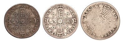 Lot 27 - 3x Charles II Coins, to include: Shilling 1663,...