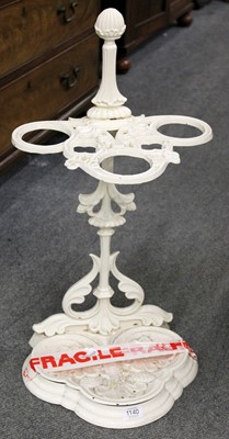 Lot 1140 - A White Painted Victorian Cast Iron Stick...