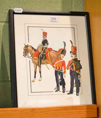 Lot 376 - Terry Warner, five pen, ink and watercolour military 'caricatures' circa 2009, signed