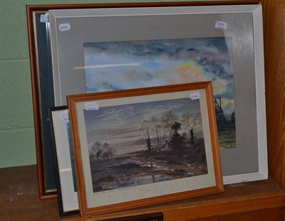 Lot 377 - Bill Furness, 'Loch Slappin', signed watercolour, together with an oil on canvas of a Lancaster...