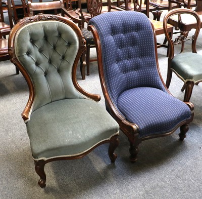 Lot 1163 - Two Victorian Mahogany Nursing Chairs, and A...