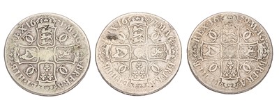 Lot 24 - 3x Charles II, Crowns, comprising; 1671...