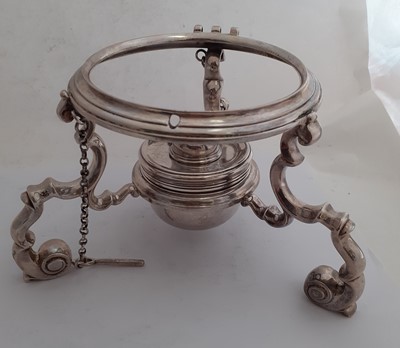 Lot 2013 - A George II Silver Kettle, Stand and Lamp