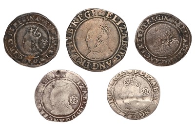 Lot 17 - 5x Elizabeth I Coins, to include: shilling,...