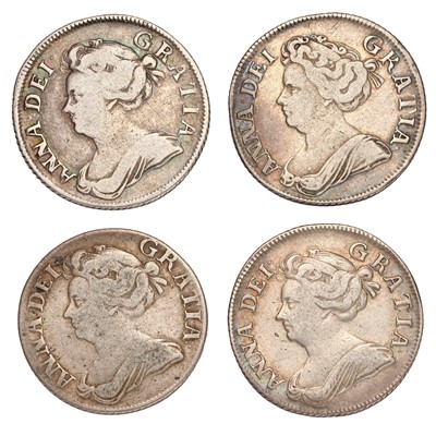 Lot 38 - 4x Queen Anne, Shillings: all post union with...