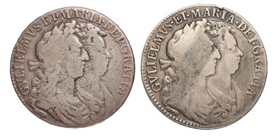 Lot 30 - 2x William and Mary, Halfcrowns; 1689, first...