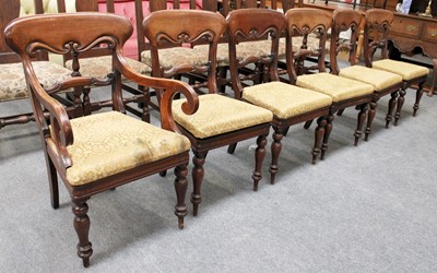 Lot 1297 - A Set of Six Mahogany Victorian Dining Chairs,...