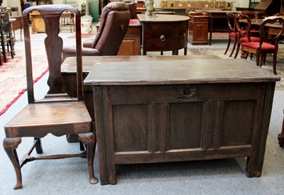 Lot 1084 - An 18th Century Three Panel Oak Coffer, 111cm...