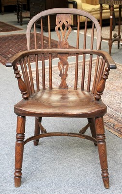 Lot 1375 - A 19th Century Yew and Ash Windsor Armchair