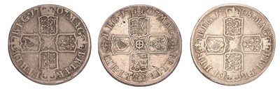 Lot 36 - 3x Anne, Halfcrowns, comprising; 1707, SEPTIMO...