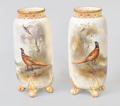 Lot 126 - A Pair of Royal Worcester Pheasant Painted...