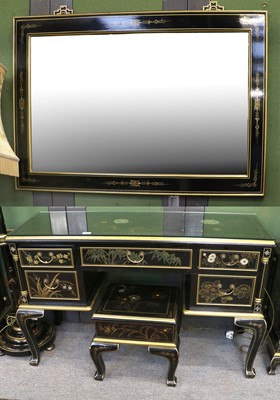 Lot 1260 - A Chinoiserie Black and Gilt Dressing Table,...