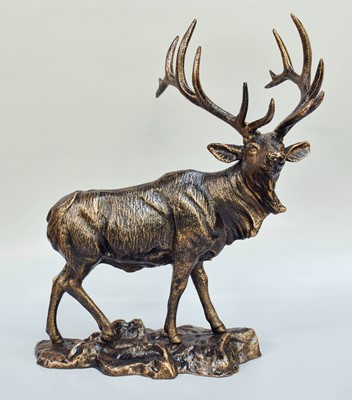 Lot 121 - A Modern Patinated Metal Model of a Stag, 43cm...