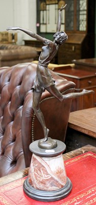 Lot 385 - An Art Deco Style Bronze of a Dancer, on...