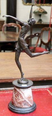 Lot 385 - An Art Deco Style Bronze of a Dancer, on...