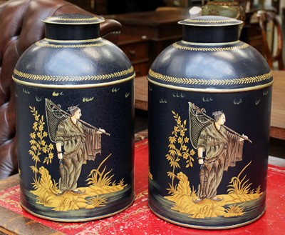 Lot 200 - A Pair of Reproduction Toleware Tea Caddies,...