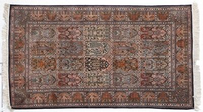 Lot 1019 - Kashmir Silk Rug, modern The compartmentalised...