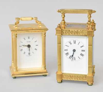 Lot 124 - A French Brass Carriage Timepiece, circa 1900,...