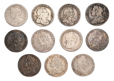 Lot 34 - 17th and 18th Century Shillings; 11 coins...
