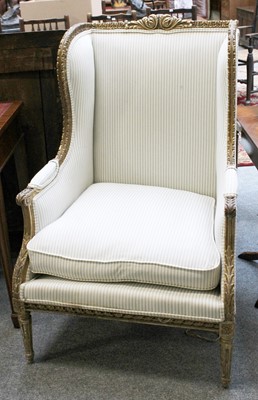 Lot 1062 - A French Louis XVI Style Gilt Framed Chair