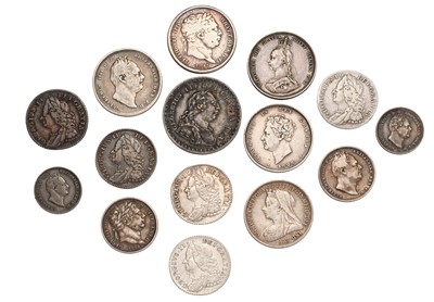 Lot 43 - Mixed 18th and 19th Century Silver Coinage; 15...