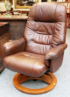 Lot 1114 - A Brown Leather Stressless Recliner