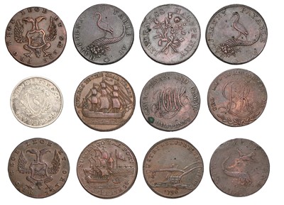 Lot 416 - Mixed 18th Century Tokens, 12 in total;...