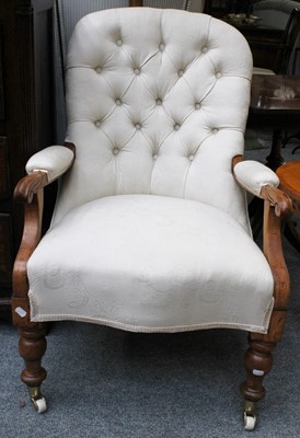 Lot 1067 - A Victorian Button Back Open Armchair