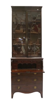 Lot 1197 - A George III Mahogany Secretaire Bookcase,...