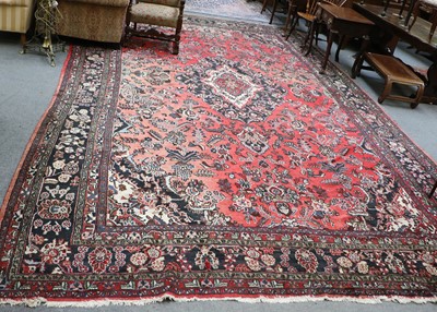 Lot 1010 - Hamadan Carpet, the faded crimson field of...