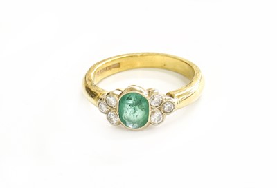 Lot 282 - An 18 Carat Gold Emerald and Diamond Ring, the...