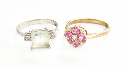 Lot 286 - A 9 Carat Gold Pink Sapphire and Diamond...