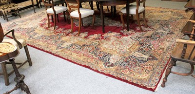 Lot 1152 - Kirman Carpet, the blood red field with a...