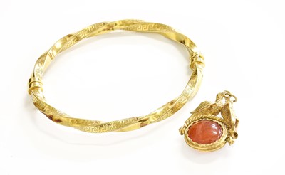 Lot 284 - A 9 Carat Gold Hinged Bangle, inner...