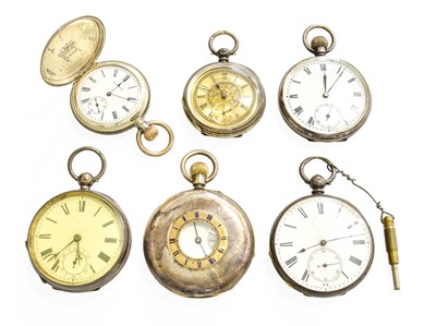 Lot 265 - Four Silver Pocket Watches, silver fob watch...