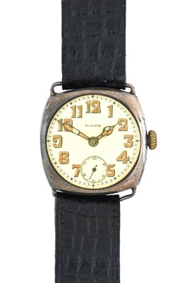 Lot 2430 - Rolex: An Early Silver Enamel Dial Wristwatch,...