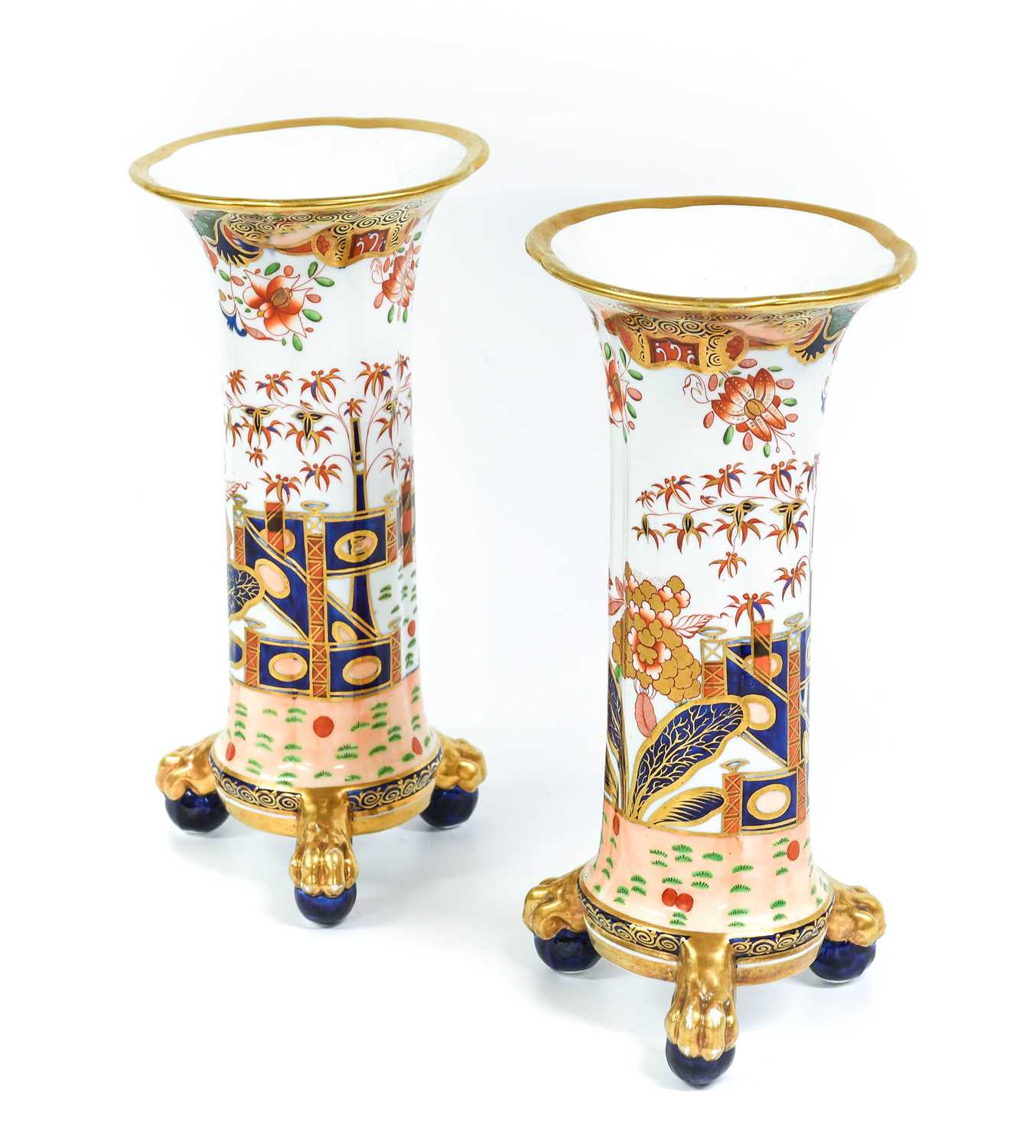 Lot 78 - A Pair of Spode Porcelain Vases, circa 1820,...
