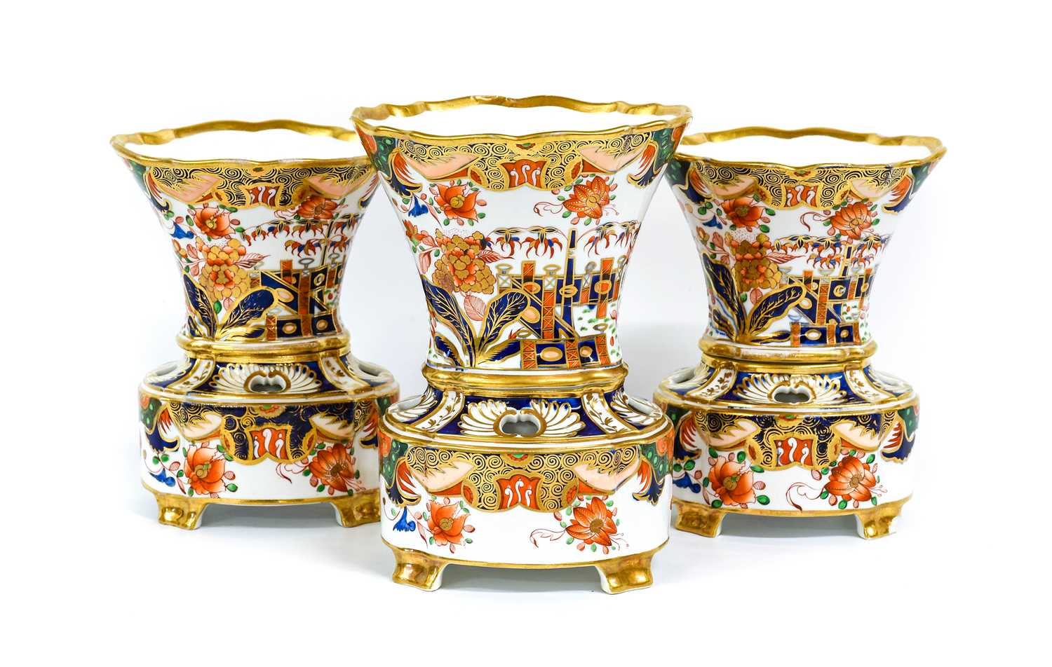 Lot 90 - A Spode Porcelain Garniture of Three Pot...