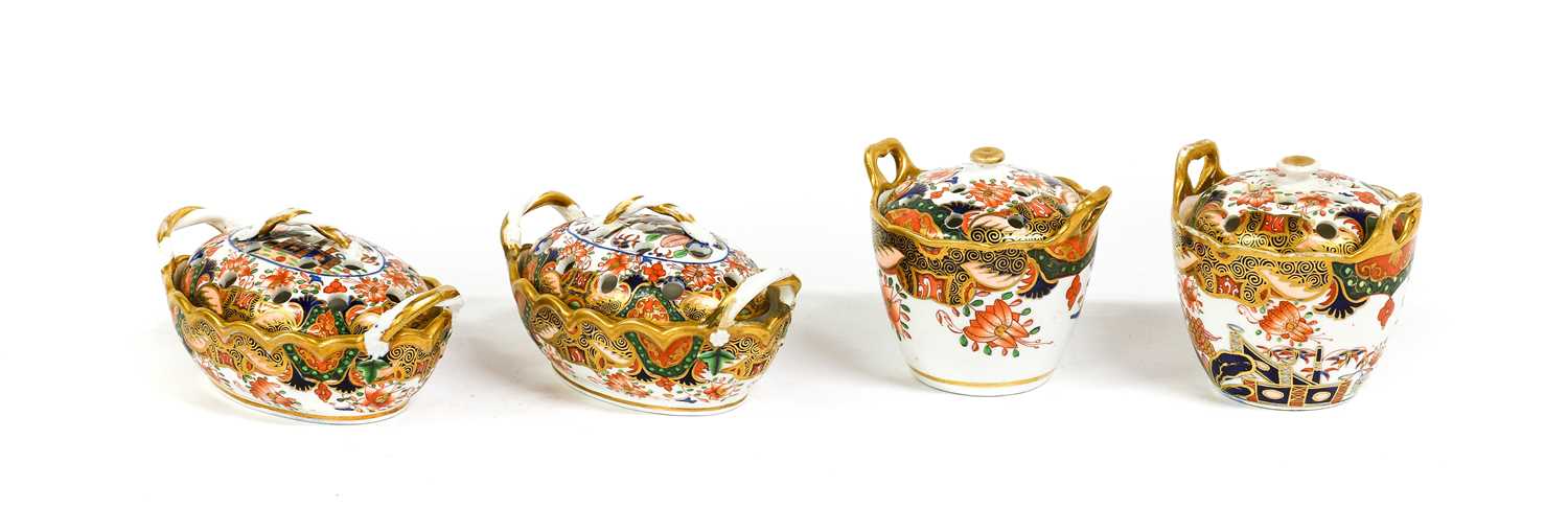 Lot 77 - A Pair of Spode Porcelain Pot Pourri Baskets...