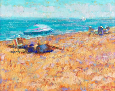 Lot 591 - John Mackie (b.1953) "Beach at Sanary" Signed...