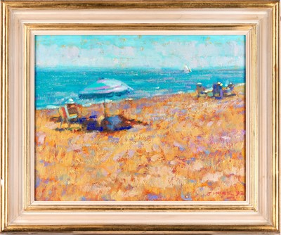 Lot 591 - John Mackie (b.1953) "Beach at Sanary" Signed...