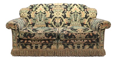 Lot 1327 - A Two-Seater Sofa, recovered in dark blue...