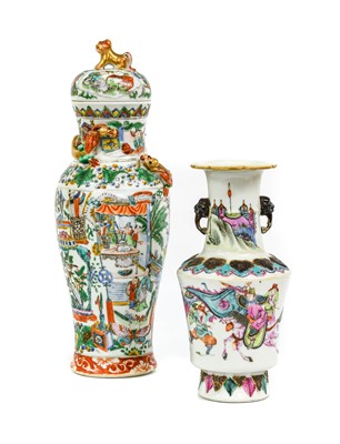 Lot 176 - A Cantonese Porcelain Vase and Cover, 19th...