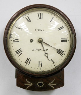 Lot 1139 - A Mahogany Brass-Inlaid Single Fusee Drop Dial...