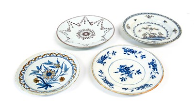 Lot 236 - An English Delft Plate, 18th century, painted...
