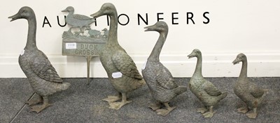 Lot 1119 - A Group of Five Cast Metal Garden Statues,...