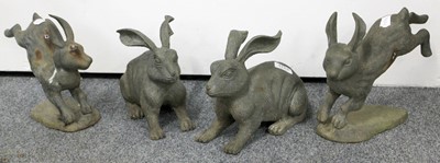 Lot 1122 - Two Pairs of Cast Metal Garden Statues,...